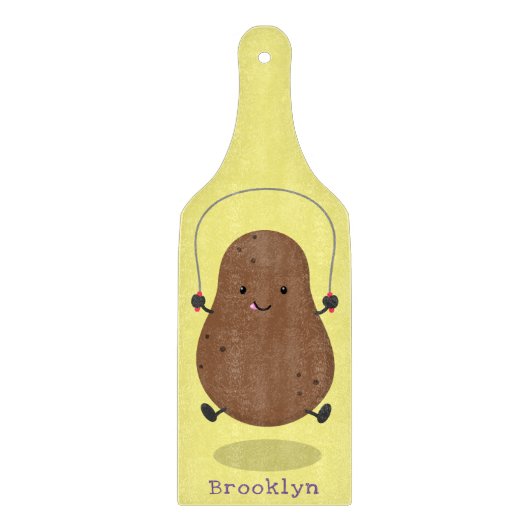 かわいいハッピーポテトジャンプのロープ漫画 カッティングボード (正面)