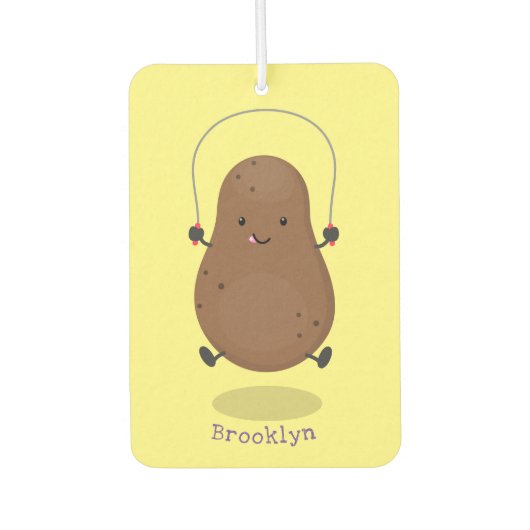 かわいいハッピーポテトジャンプのロープ漫画 カーエアーフレッシュナー (正面)