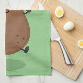 かわいいハッピーポテトジャンプのロープ漫画 キッチンタオル (四つ折り)