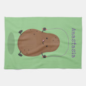 かわいいハッピーポテトジャンプのロープ漫画 キッチンタオル (横)