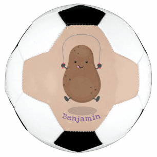 かわいいハッピーポテトジャンプのロープ漫画 サッカーボール