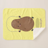 かわいいハッピーポテトジャンプのロープ漫画 シェルパブランケット (正面(横))