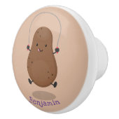 かわいいハッピーポテトジャンプのロープ漫画 セラミックノブ (右)