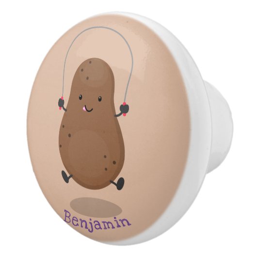 かわいいハッピーポテトジャンプのロープ漫画 セラミックノブ (右)