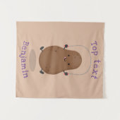 かわいいハッピーポテトジャンプのロープ漫画 タペストリー (正面(横))