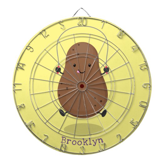 かわいいハッピーポテトジャンプのロープ漫画 ダーツボード (正面)