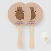 かわいいハッピーポテトジャンプのロープ漫画 ハンドファン (正面&裏面)