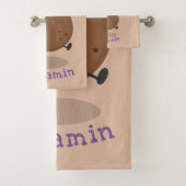 かわいいハッピーポテトジャンプのロープ漫画 バスタオルセット (インサイチュ)