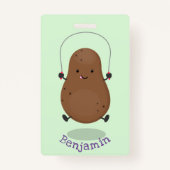 かわいいハッピーポテトジャンプのロープ漫画 バッジ (裏面)