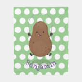 かわいいハッピーポテトジャンプのロープ漫画 フリースブランケット (正面)