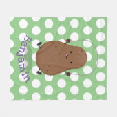 かわいいハッピーポテトジャンプのロープ漫画 フリースブランケット (正面(横))