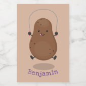 かわいいハッピーポテトジャンプのロープ漫画 フードラベル (シングルラベル)