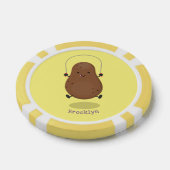 かわいいハッピーポテトジャンプのロープ漫画 ポーカーチップ (シングル)