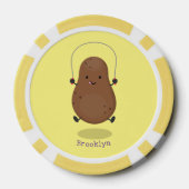 かわいいハッピーポテトジャンプのロープ漫画 ポーカーチップ (裏面)