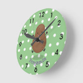 かわいいハッピーポテトジャンプのロープ漫画 ラウンド壁時計 (傾斜)