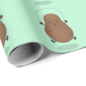 かわいいハッピーポテトジャンプのロープ漫画 ラッピングペーパー (ロールコーナー)