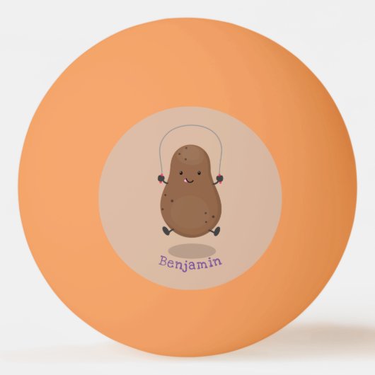 かわいいハッピーポテトジャンプのロープ漫画 卓球ボール (正面)