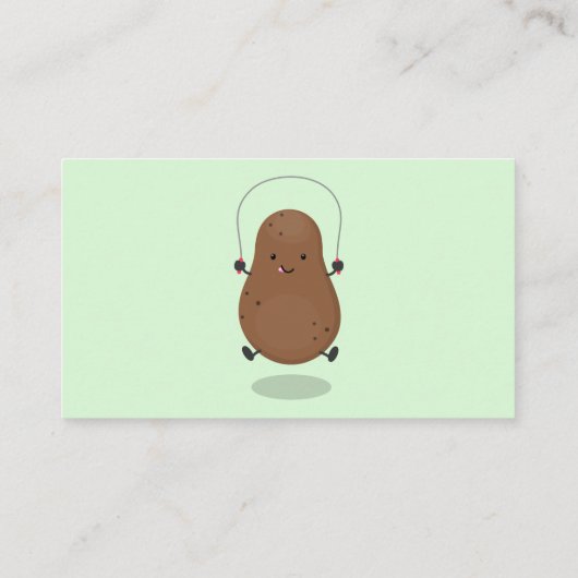 かわいいハッピーポテトジャンプのロープ漫画 名刺 (裏面)