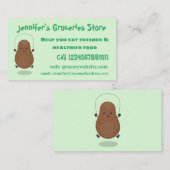 かわいいハッピーポテトジャンプのロープ漫画 名刺 (正面/裏面)