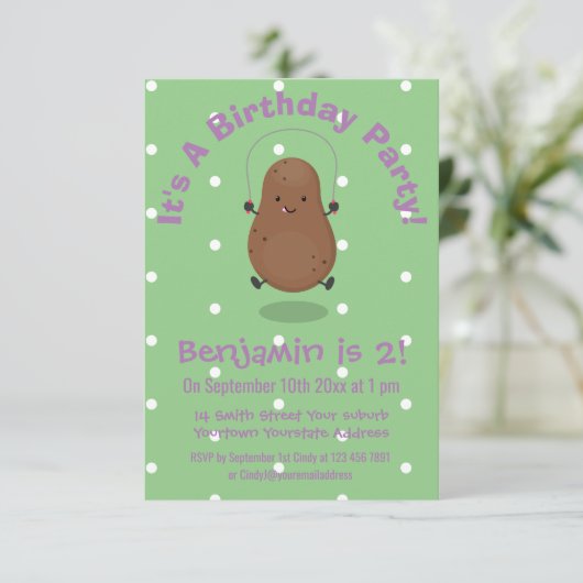 かわいいハッピーポテトジャンプのロープ漫画 招待状 (スタンド正面)