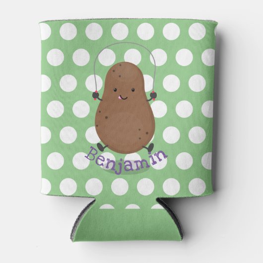 かわいいハッピーポテトジャンプのロープ漫画 缶クーラー (正面)