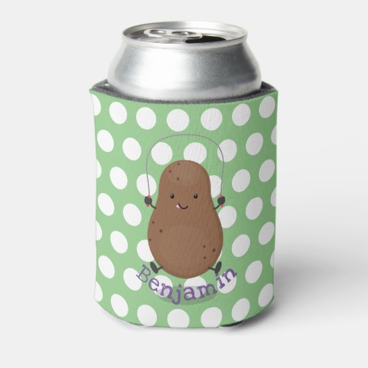 かわいいハッピーポテトジャンプのロープ漫画 缶クーラー (缶裏面)