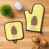 かわいいハッピーポテトジャンプのロープ漫画 鍋つかみ&鍋敷きセット (トップダウン)