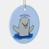 かわいいハッピーポルノの漫画イラストレーション セラミックオーナメント (右)