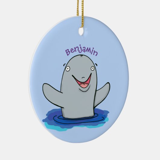 かわいいハッピーポルノの漫画イラストレーション セラミックオーナメント (右)