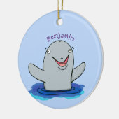 かわいいハッピーポルノの漫画イラストレーション セラミックオーナメント (左)