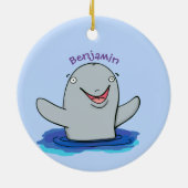 かわいいハッピーポルノの漫画イラストレーション セラミックオーナメント (裏面)