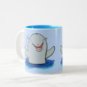 かわいいハッピーポルノの漫画イラストレーション ツートーンマグカップ (正面左)