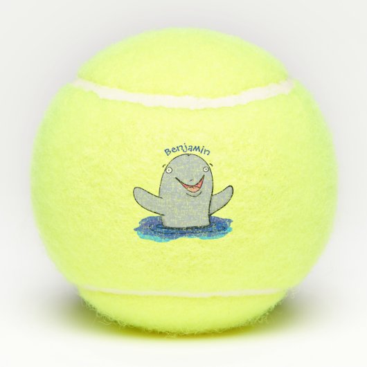 かわいいハッピーポルノの漫画イラストレーション テニスボール (裏面)