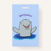 かわいいハッピーポルノの漫画イラストレーション バッジ (裏面)