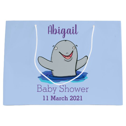 かわいいハッピーポルノの漫画イラストレーション ラージペーパーバッグ (正面)