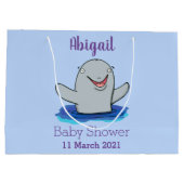 かわいいハッピーポルノの漫画イラストレーション ラージペーパーバッグ (裏面)