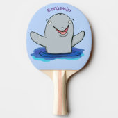 かわいいハッピーポルノの漫画イラストレーション 卓球ラケット (裏面)