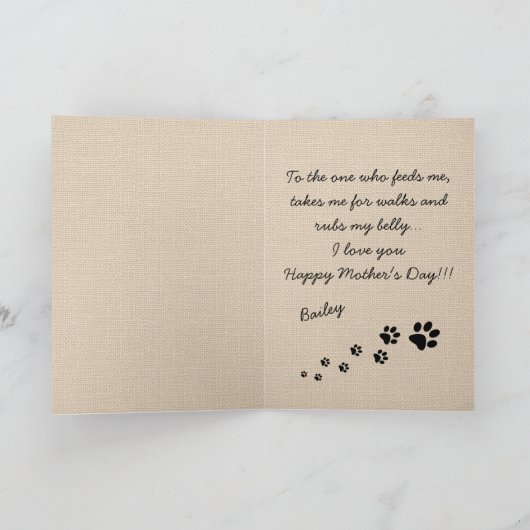 かわいいハッピーマザーズと父親の日と犬の写真 カード (内部)