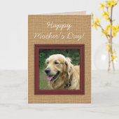 かわいいハッピーマザーズと父親の日と犬の写真 カード (黄色い花)