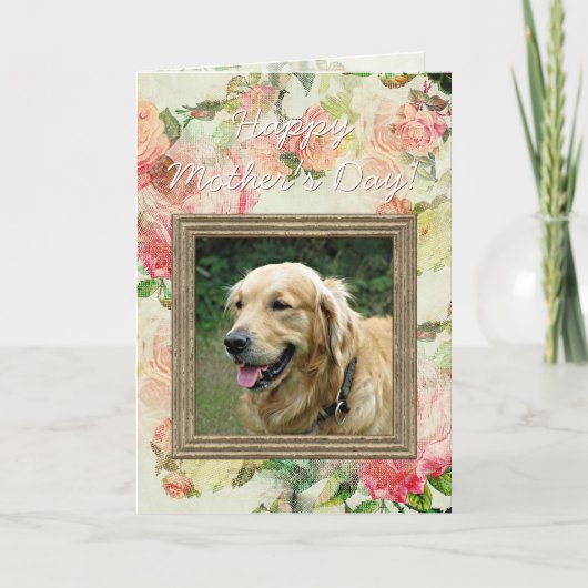 かわいいハッピーマザーズと父親の日と犬の写真 カード (正面)