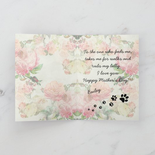 かわいいハッピーマザーズと父親の日と犬の写真 カード (内部)