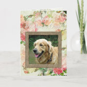 かわいいハッピーマザーズと父親の日と犬の写真 カード (正面)