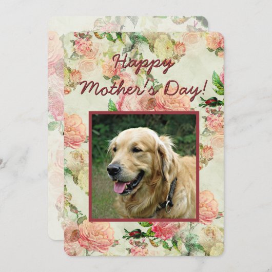 かわいいハッピーマザーズと父親の日と犬の写真 シーズンカード (正面/裏面)