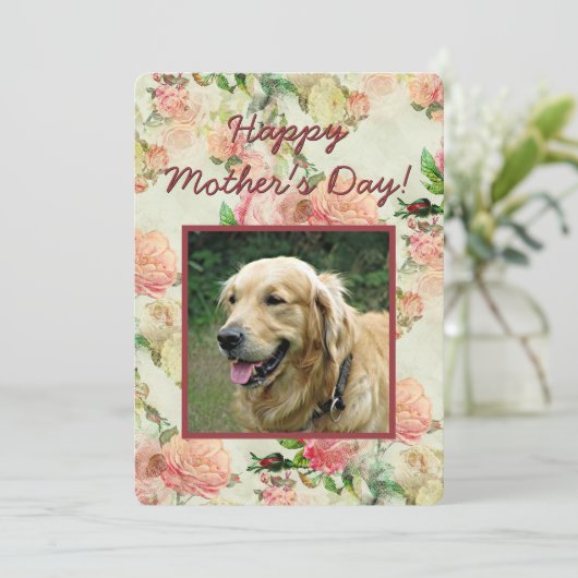 かわいいハッピーマザーズと父親の日と犬の写真 シーズンカード (スタンド正面)