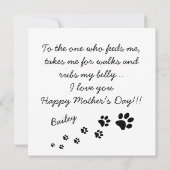 かわいいハッピーマザーズと父親の日と犬の写真 案内状 (裏面)