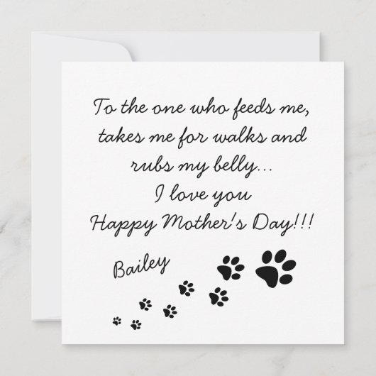 かわいいハッピーマザーズと父親の日と犬の写真 案内状 (裏面)