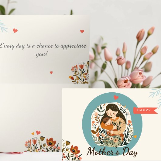 かわいいハッピーマザーズデイフローラ サンキューカード