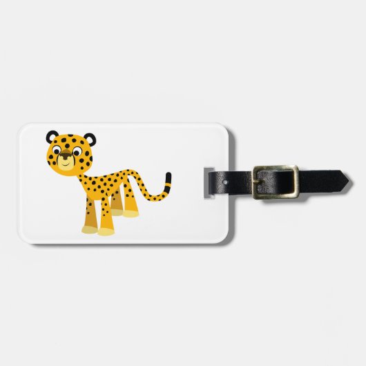 かわいいハッピーマンガのチーター荷物タグ ラゲッジタグ (正面横)
