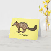 かわいいハッピーマンガイラストレーション カード (黄色い花)