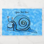 かわいいハッピーマンガニールブルーパターン（の模様が）あるシェルアクア フードラベル (シングルラベル)